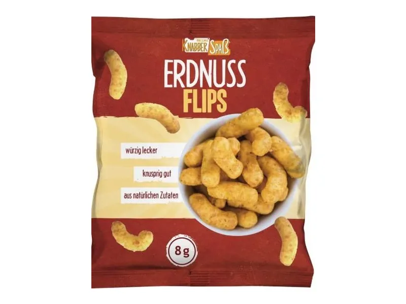 Erdnuss-Flips (8 g) – Knusprige Erdnuss-Flips im Mini-Tütchen