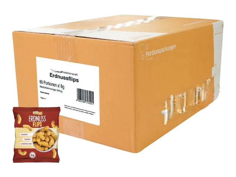Erdnuss-Flips (8 g) – Verpackungseinheit 0,64 kg-Karton